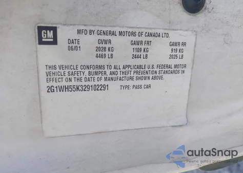 2002 Chevrolet Impala Ls из США, поврежденный, VIN 2G1WH55K329102291